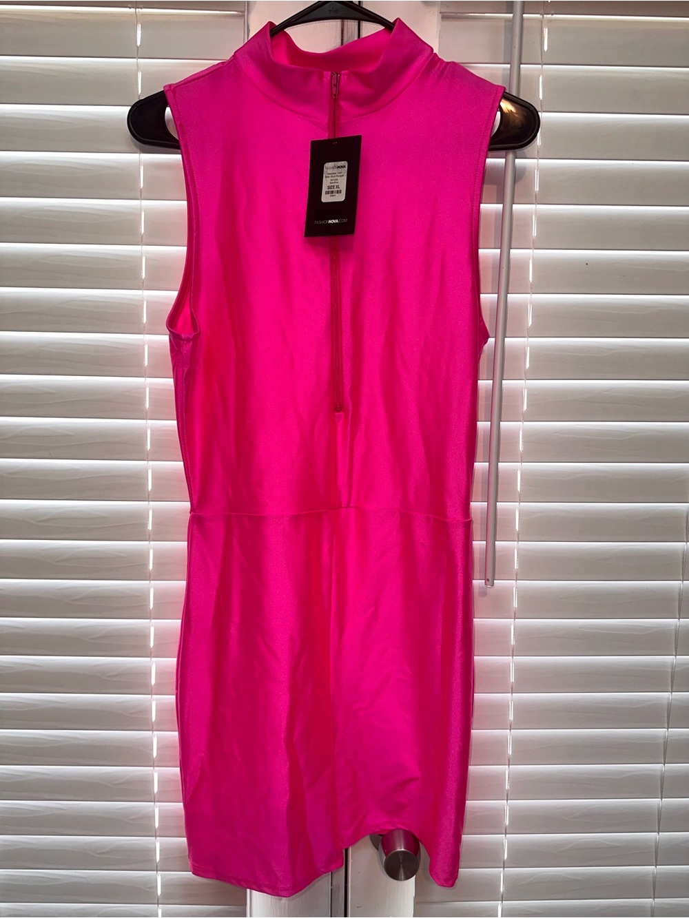 Fashion Nova Hot Pink Sleeveless High-Neck Romper